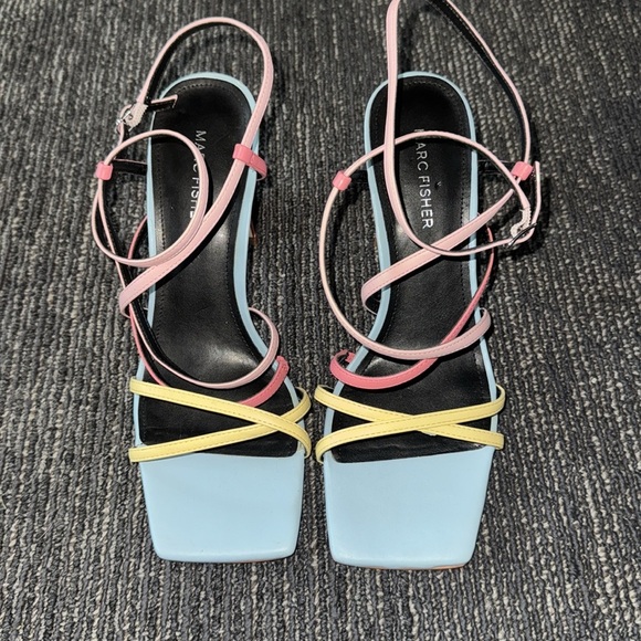 Marc Fisher Measel Strappy Square Toe Heels Size 9 - Picture 8 of 8